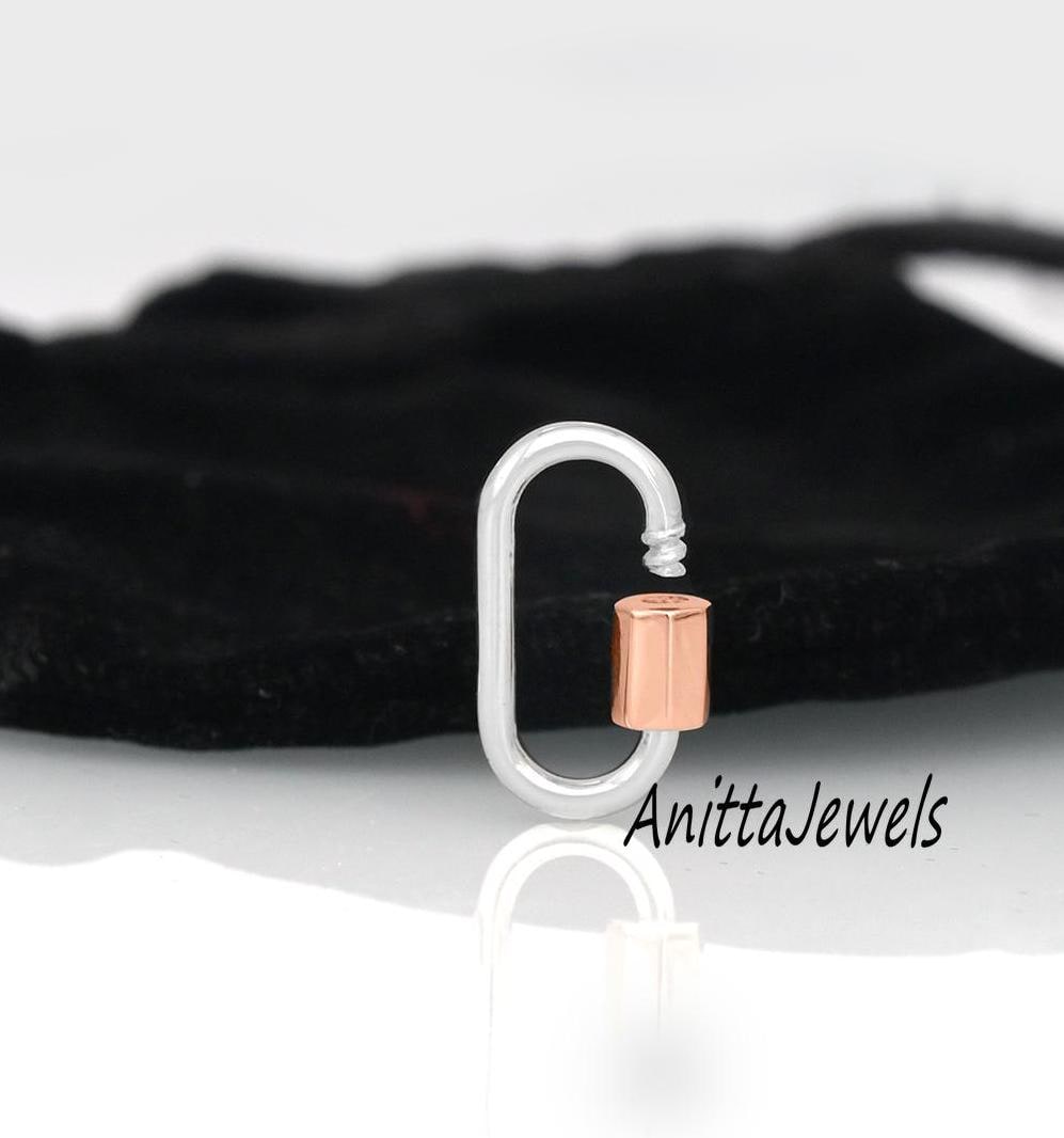 Two-Tone Carabiner Lock: 9k Gold Nut, 925 Silver Wire - View 2 - Anitta Jewels | SKU: etsy_1021012496
