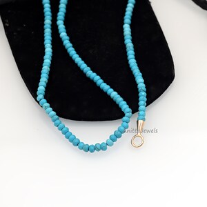 9K Gold Turquoise Bead Necklace: Gemstone Carabiner Clasp image 8