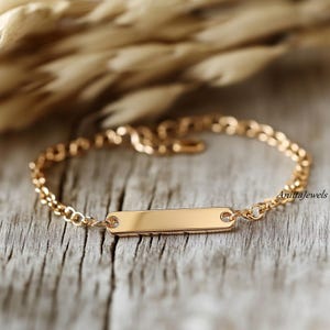 Custom Engraved Sterling Silver Mini Bar Bracelet - Personalized ID Jewelry