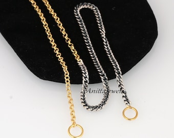 925 Silver Half Rolo Half Oxidized Curb Chain Bracelet