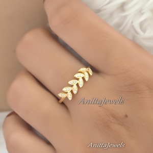 Half Eternity Leaf Motif Band, Marquise Cut Moissanite Diamond Band image 1