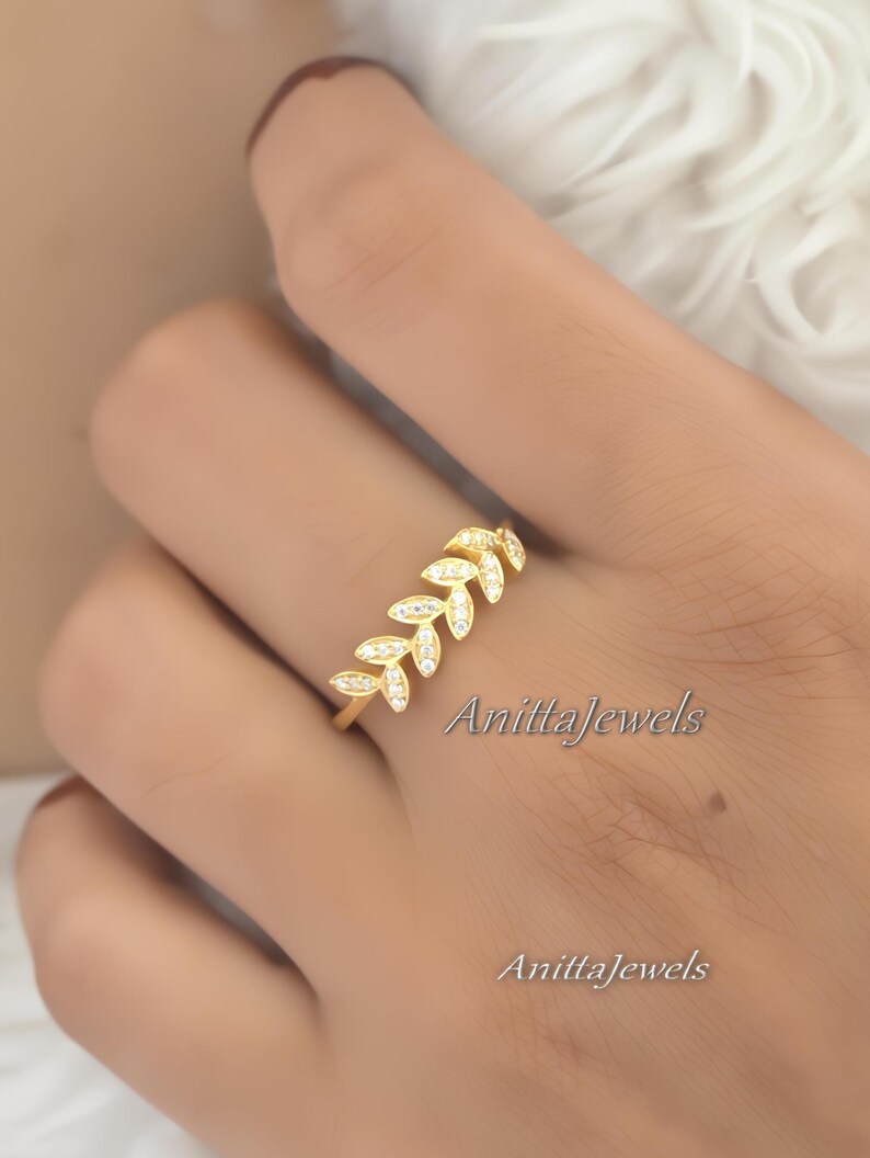Half Eternity Leaf Motif Band, Marquise Cut Moissanite Diamond Band image 1