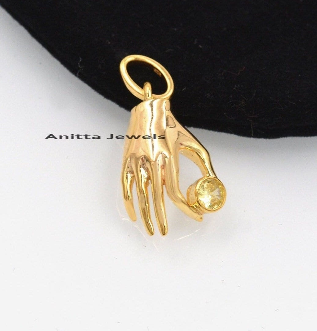 925 Silver Figa Hand Pendant: Gemstone Lucky Charm - View 3 - Anitta Jewels | SKU: etsy_969662519