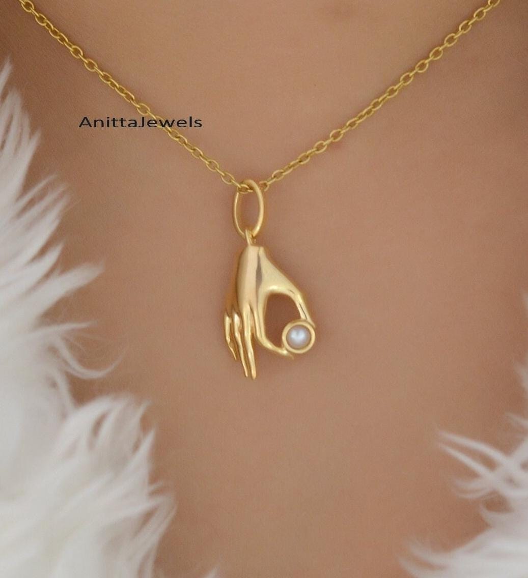 925 Silver Figa Hand Pendant: Gemstone Lucky Charm - View 2 - Anitta Jewels | SKU: etsy_969662519