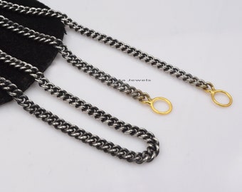 Handmade Oxidized 925 Silver Curb Chain Necklace (4.80 MM)