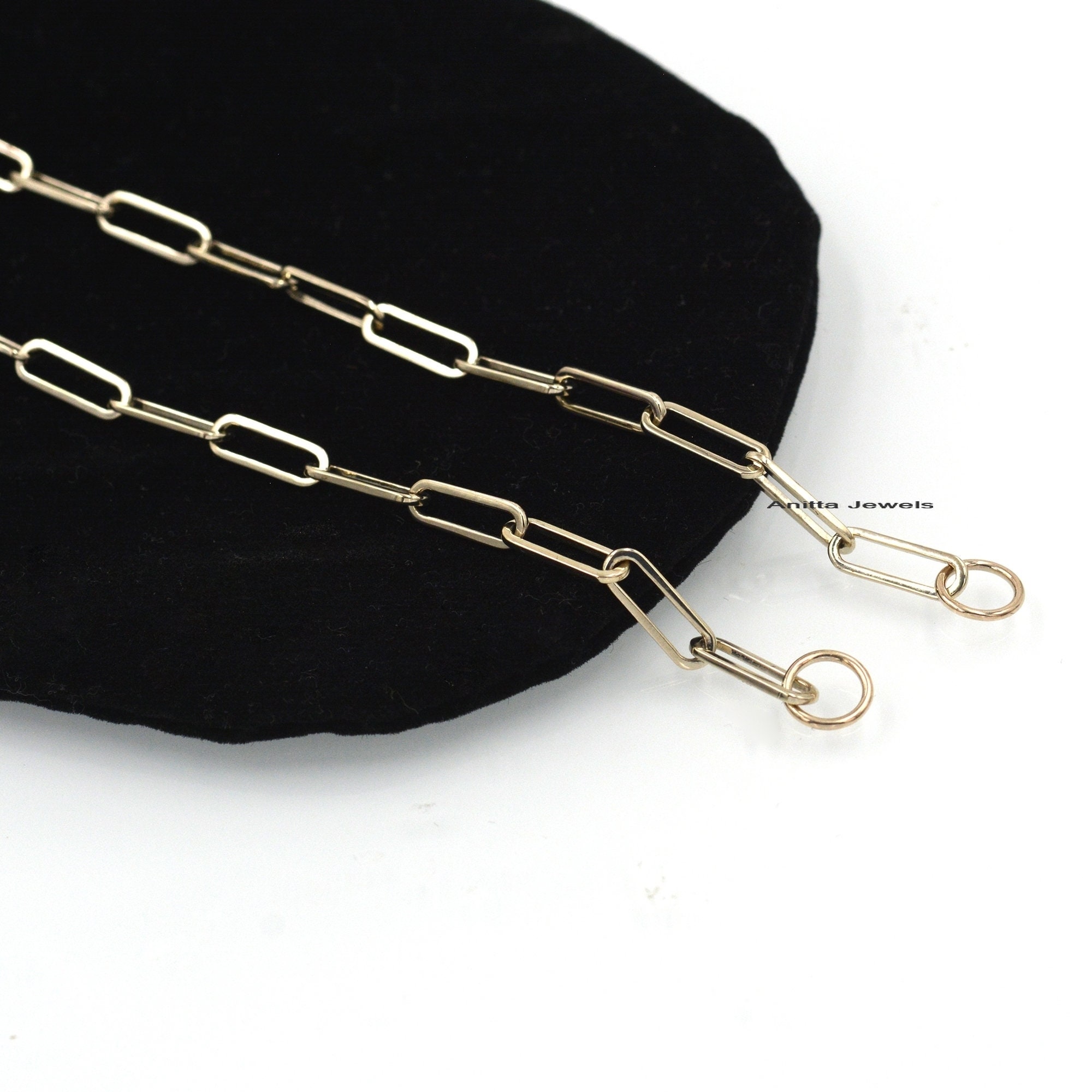 Handmade 14k Gold Paperclip Chain Necklace: Rectangle Link - View 2 - Anitta Jewels | SKU: etsy_1053840891