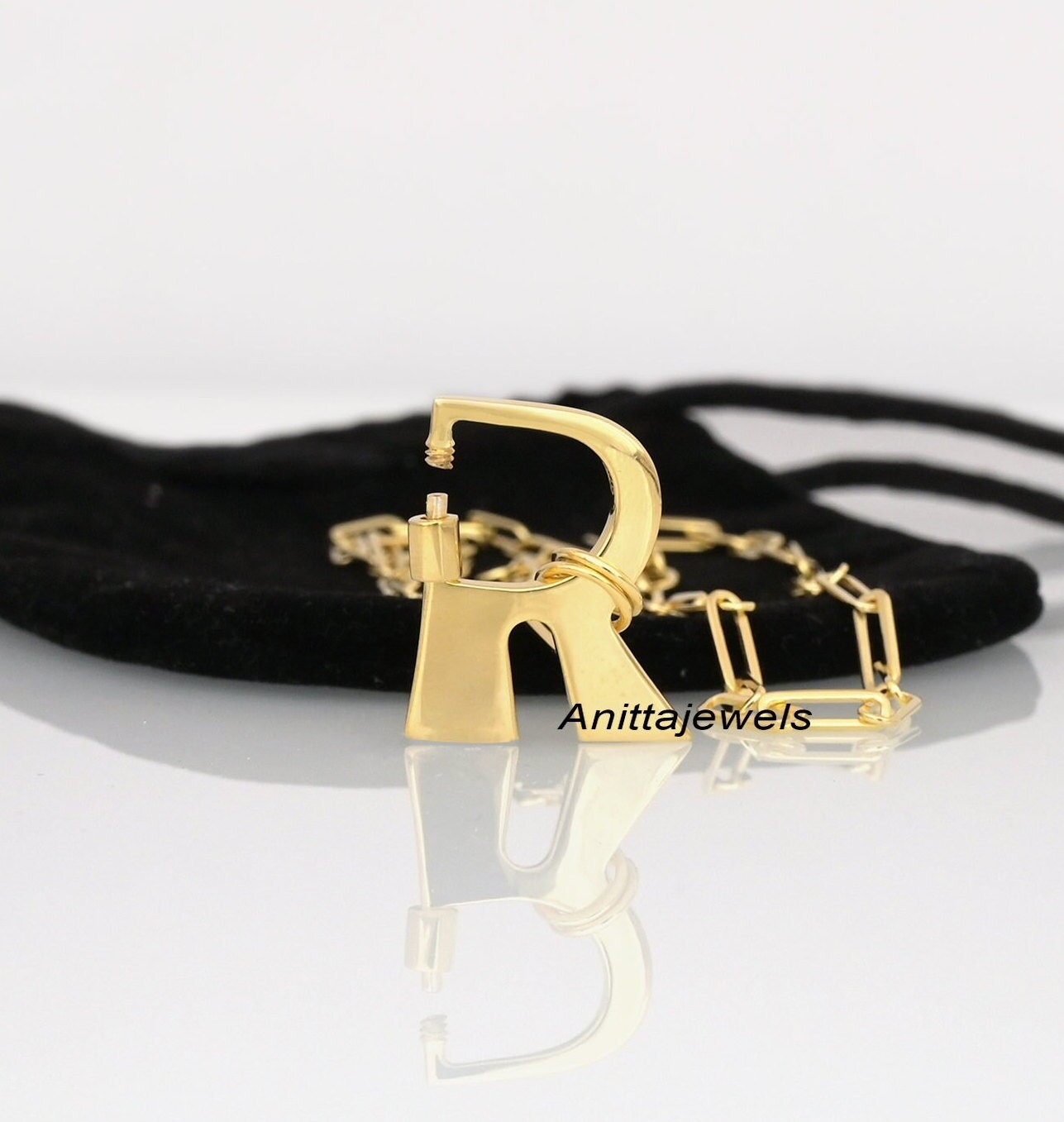 925 Silver Initial Carabiner Lock: Alphabet Letter Jewelry - View 2 - Anitta Jewels | SKU: etsy_922517829