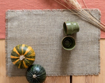 Rustic linen burlap table placemat set