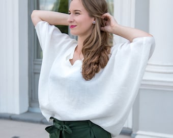 Oversized women linen summer blouse.