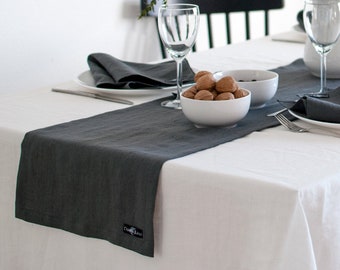 Washed linen table runner in many colors