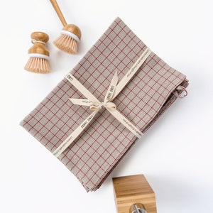 Set of 2 pure linen towels, stonewashed or not softened dish towels with pattern