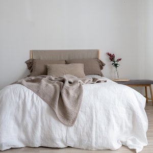 Off-white washed linen BEDDING SET. 100% washed linen duvet cover with pillowcases.