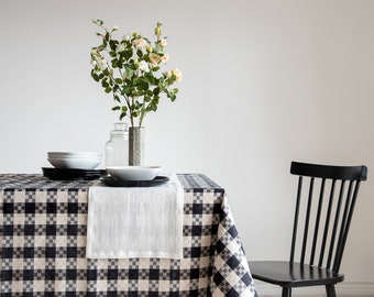 Black rectangular tablecloth from linen blend