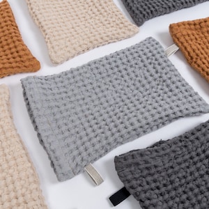 Waffel-Spa-Handschuh aus Leinenmischung für Gesicht oder Körper, hypoallergener Leinenwaschlappen, gewaschener Leinenduschhandschuh