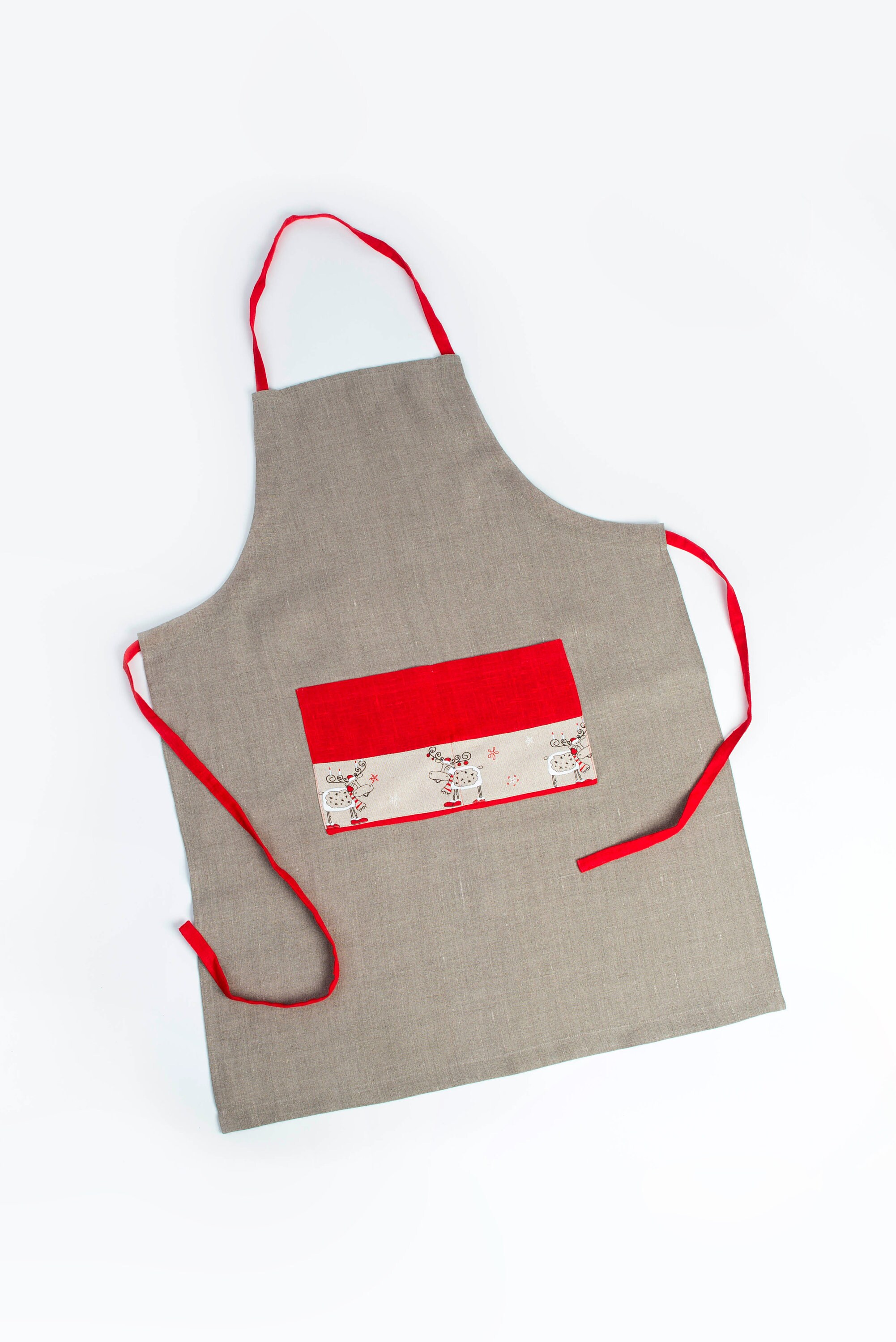 Grembiule in lino grigio. Grembiule intero in lino naturale con tasche. Grembiule da cucina in morbido lino per donna e uomo. Regalo per la Festa della Mamma. - Italia