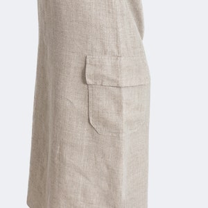 Sleeveless, knee-length linen dress with side pockets zdjęcie 5
