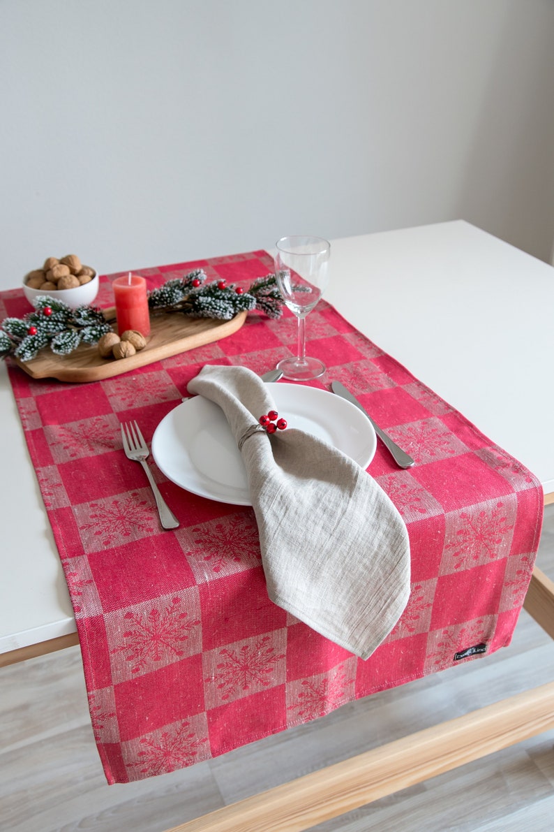 Black or Red Linen Cotton Blend Table Runner Etsy