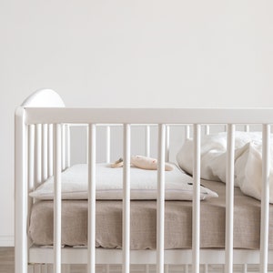 Off-white baby bedding, toddler linen bedding set, gender-neutral kids bedding set