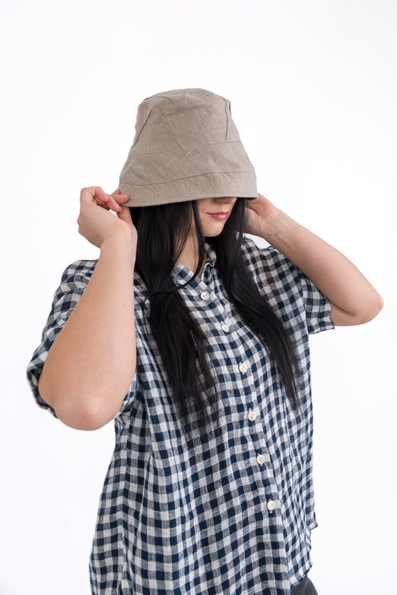Summer linen hat Heavy linen hat Natural linen bucket hat
