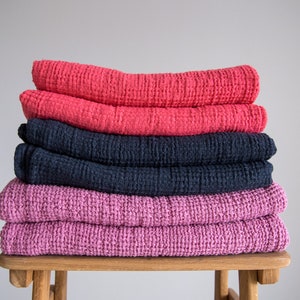 Large waffle linen beach towel in bright colors