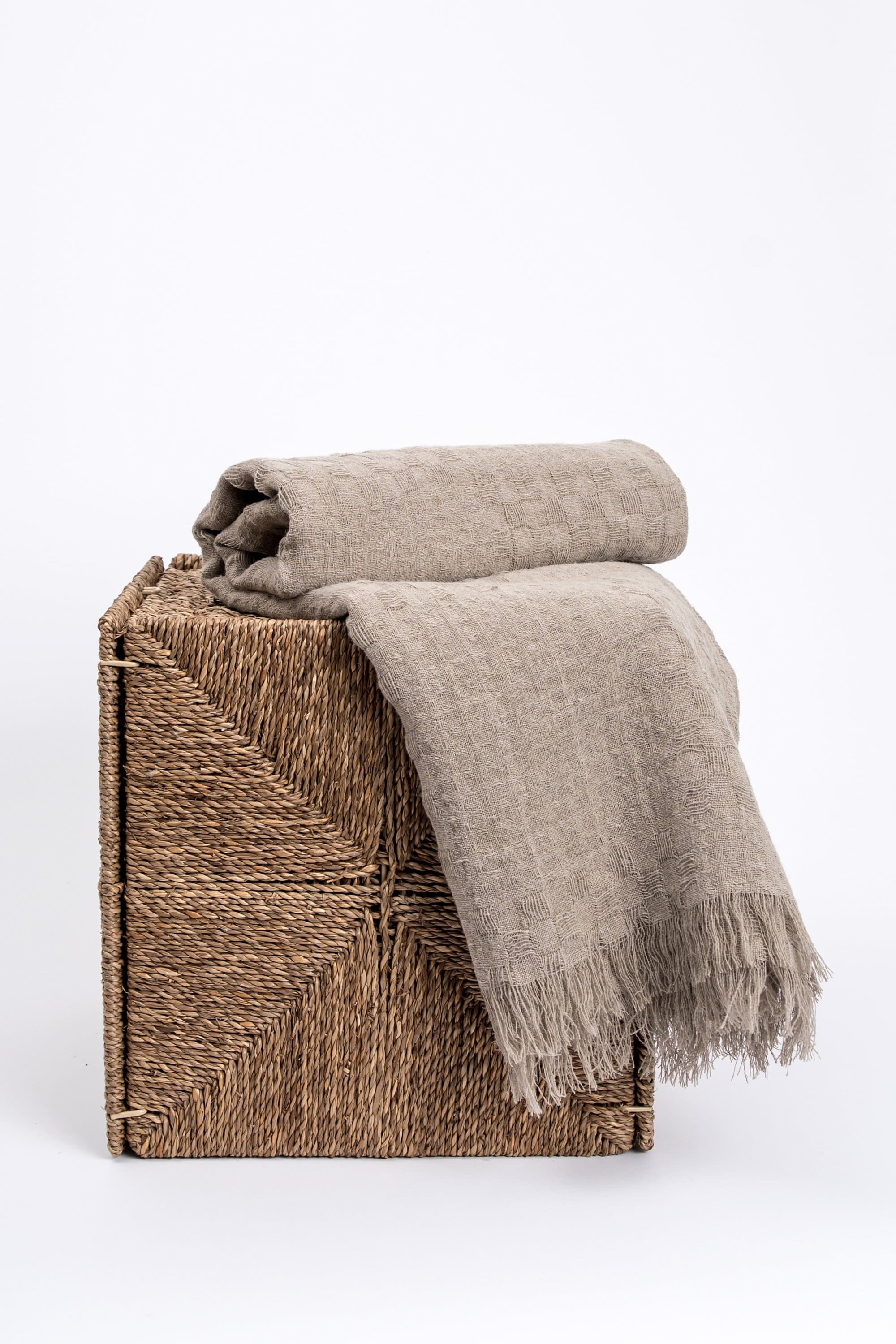 Linen throw blanket with fringe Linen bed throw 100 stone Etsy