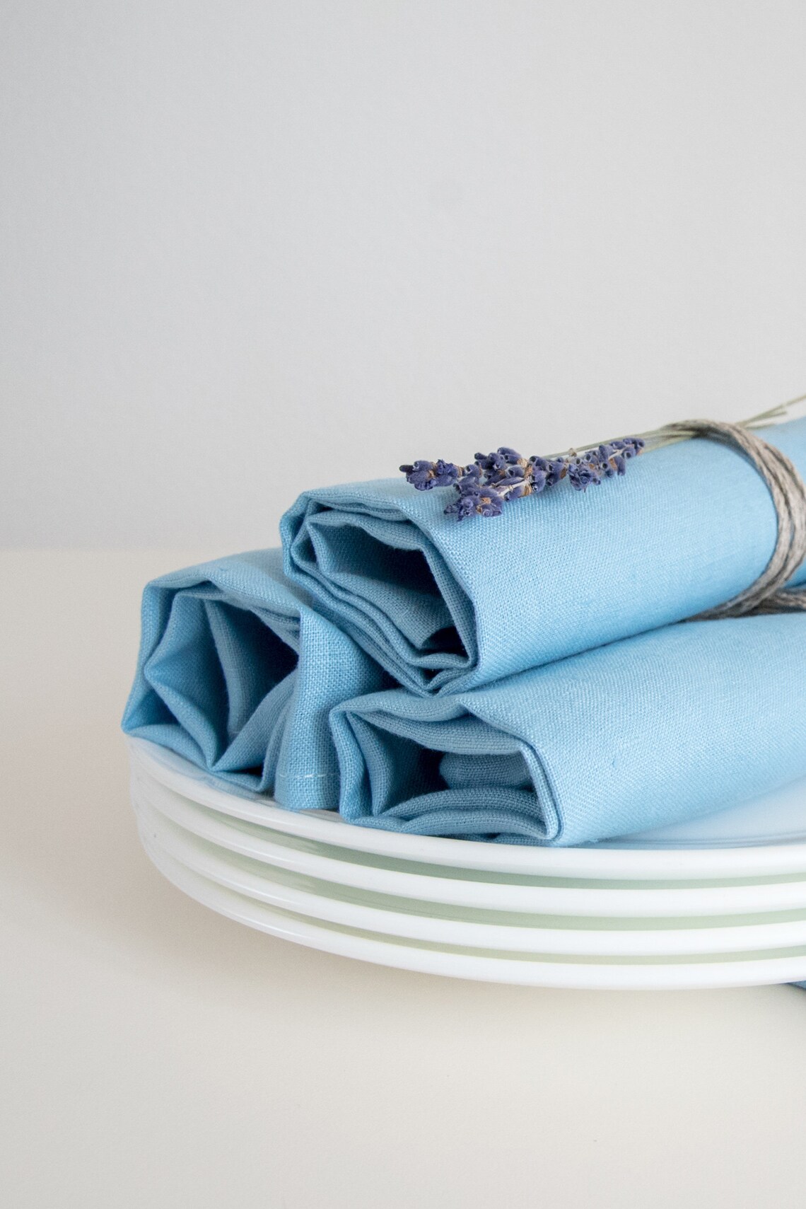 Set of 4 light blue napkins from pure washed linen Etsy