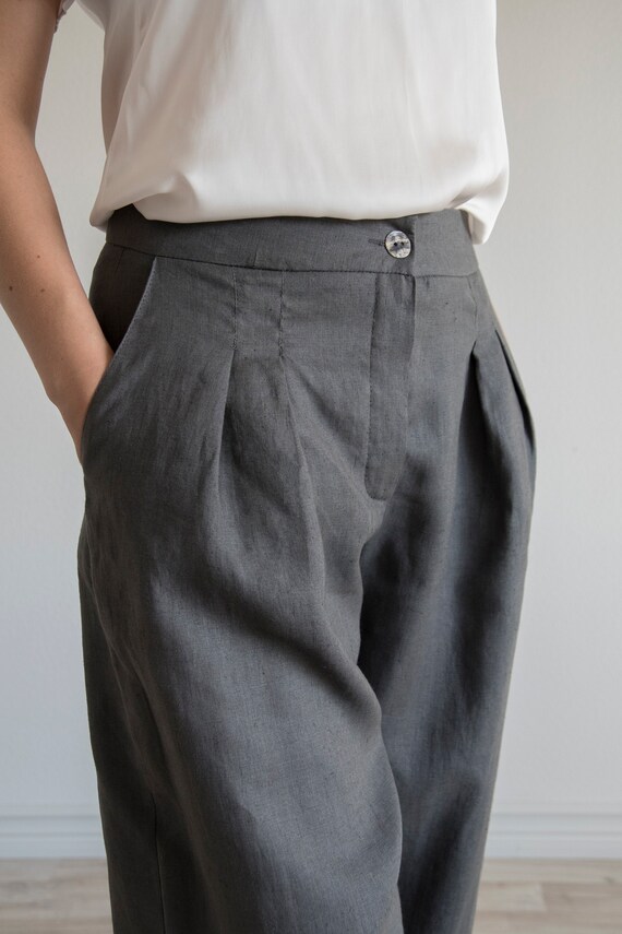 high waisted linen trousers