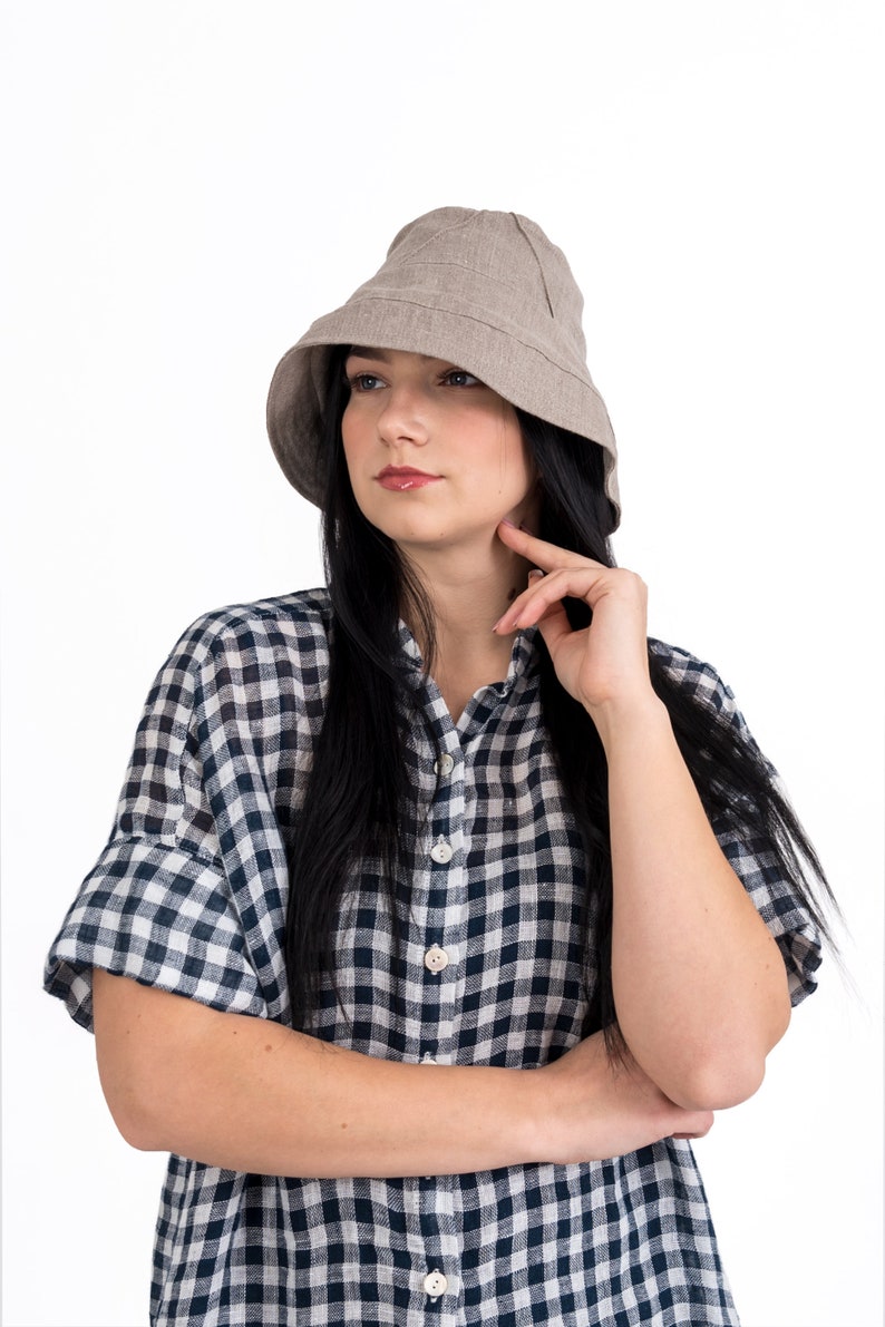 Summer linen hat Heavy linen hat Natural linen bucket hat