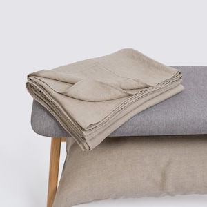 Natural stonewashed linen flat bed sheet - 100% linen top sheet