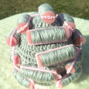 Halloween Hat, Old Lady Hat, Hat with Curlers, Baby Hat, Crochet Baby Curler Hat, Hairdresser hat, Halloween wig, Child costume, Beautician