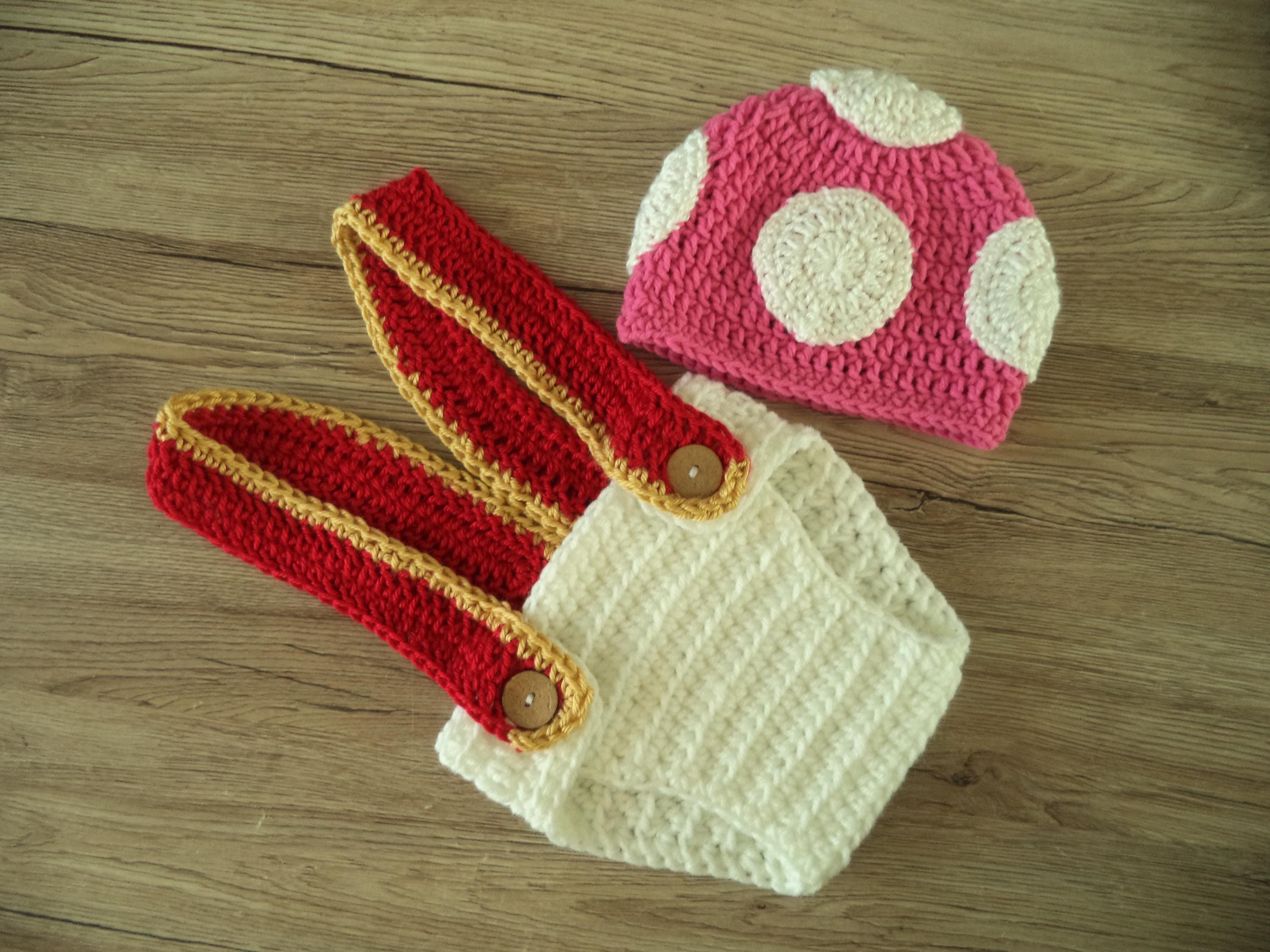 Toadette Crochet Hat, Toadette Diaper Cover Set, Crochet Toadette Beanie, Toadette Halloween Costume, Available Sizes Preemie-Toddler