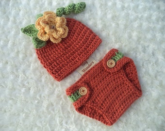 Baby Pumpkin Outfit Newborn Crochet Pumpkin Outfit Baby Pumpkin Costume Baby Girl Halloween Costume Outfit Girl Photo Prop