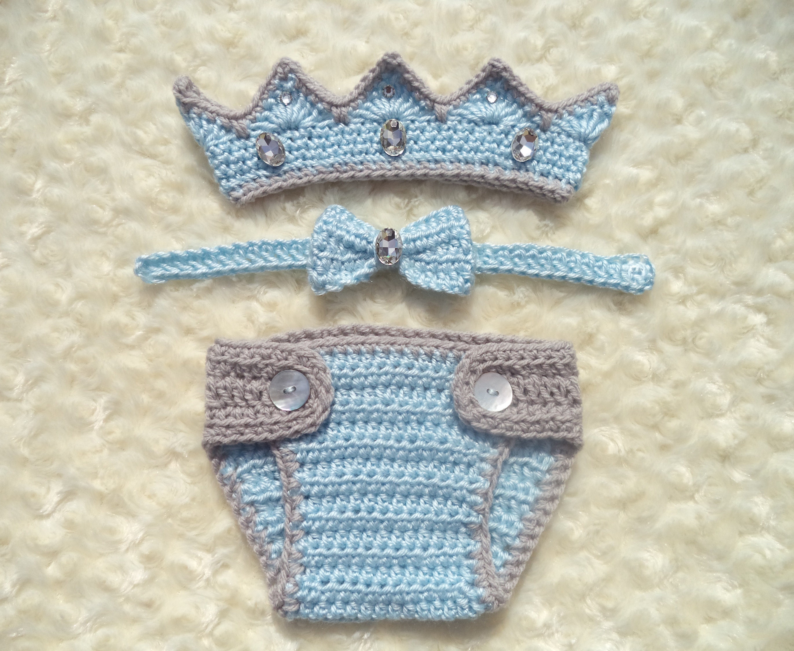 Crochet Baby King Crown Diaper Cover Set Crochet Prince | Etsy
