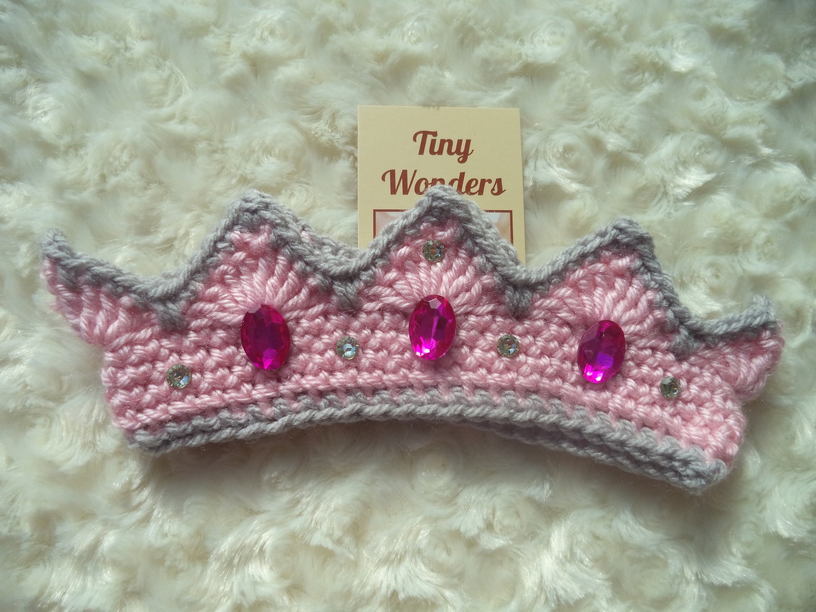 Pinksilver Crochet Baby Princess Crown, Crochet Baby Girl Outfit