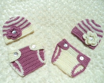 Tenue fille twin, Twin bébé fille photo prop, tenue d’hôpital Twin, cadeau de naissance jumeaux, blanc, rose en crochet