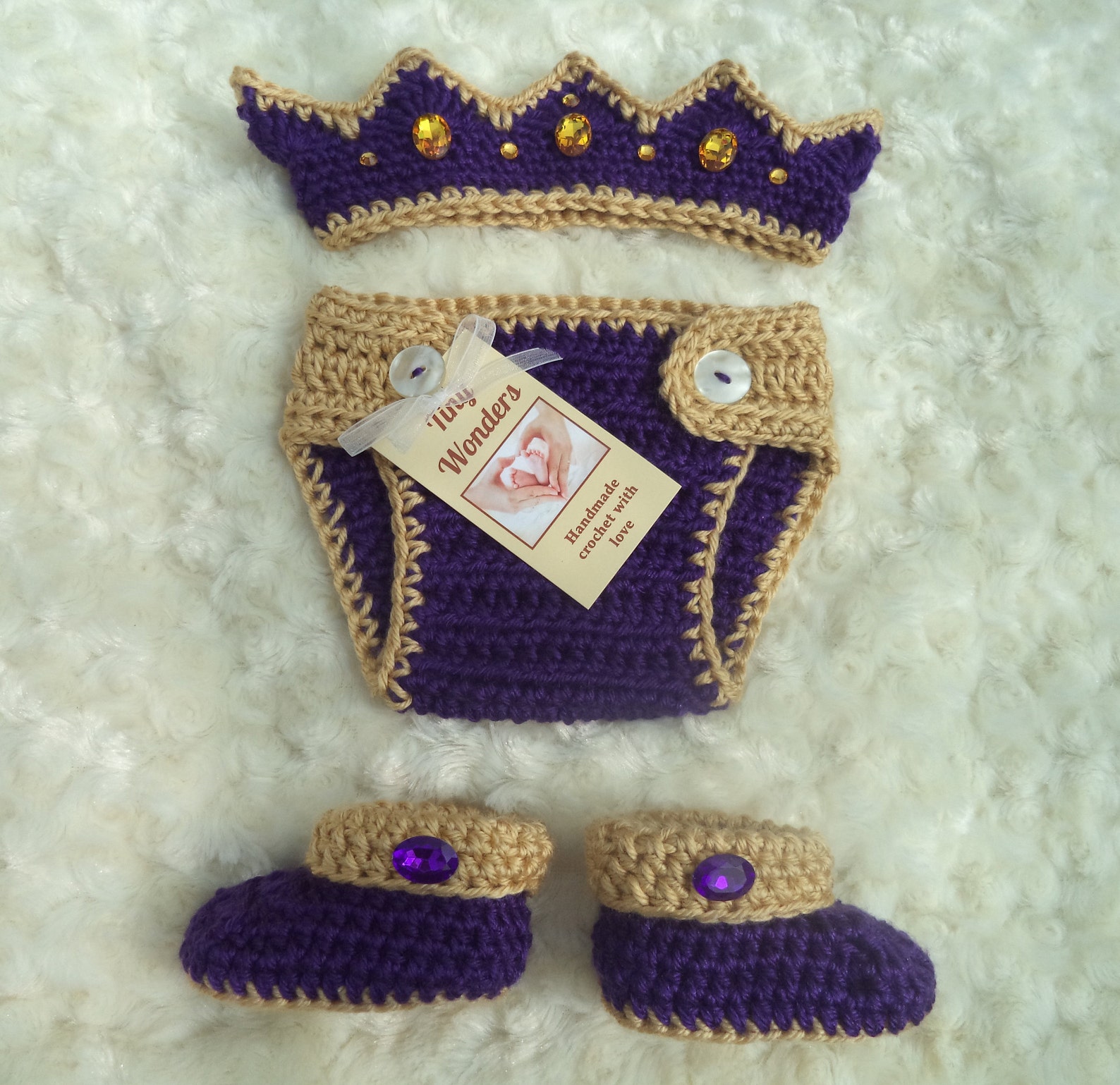 Crochet Baby King Crown Crochet Diaper Cover Set Crochet - Etsy