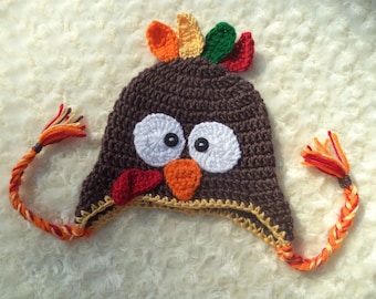 Baby Turkey Hat Diaper Cover , Crochet Turkey Beanie, Baby Thanksgiving Outfit, Hat Baby Turkey, Hat Fall hat Baby Turkey Hat
