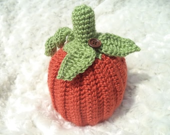 Bebé ganchillo sombrero de calabaza con hojas, otoño foto prop, gorro de bebé de calabaza, calabaza