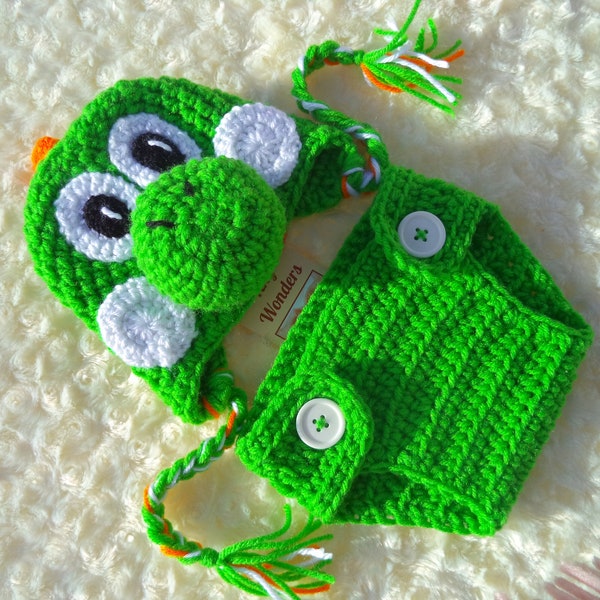 Crochet Yoshi Outfit, Yoshi Baby Costume, Super Mario Inspired Yoshi Hat , Crochet Yoshi Baby Set, Baby Shower Gift, Halloween Costume