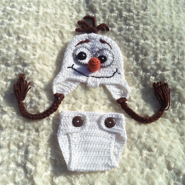 Schneemann Windel Cover Set, Olaf inspiriert, Newborn Photo Prop, Urlaub Baby Bilder, Weihnachts Outfit, Baby Shower Geschenk, weiß,