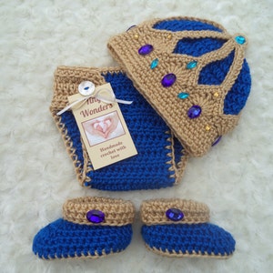 Crochet Baby King  Crown Hat, Crochet Prince Crown Hat, Baby Shower Gift, Newborn Boy Photo Outfit, Halloween Costume