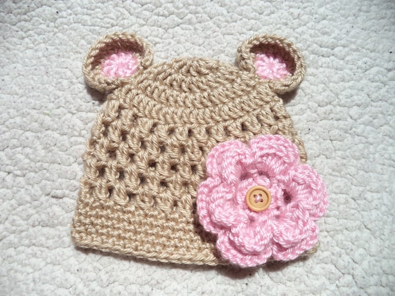 Crochet Sombrero De Oso Bebe Gorro De Nina Bebe Recien Etsy