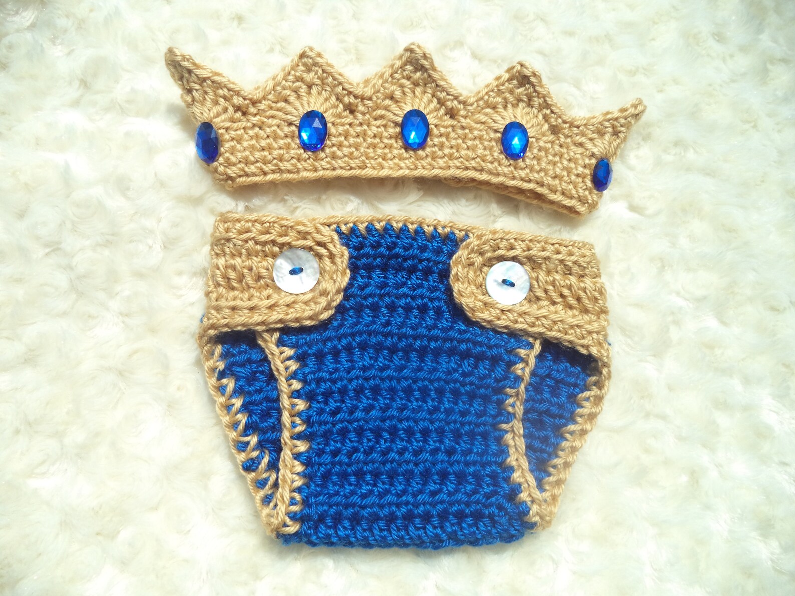 Crochet Baby King Crown Diaper Cover Set Crochet Prince - Etsy