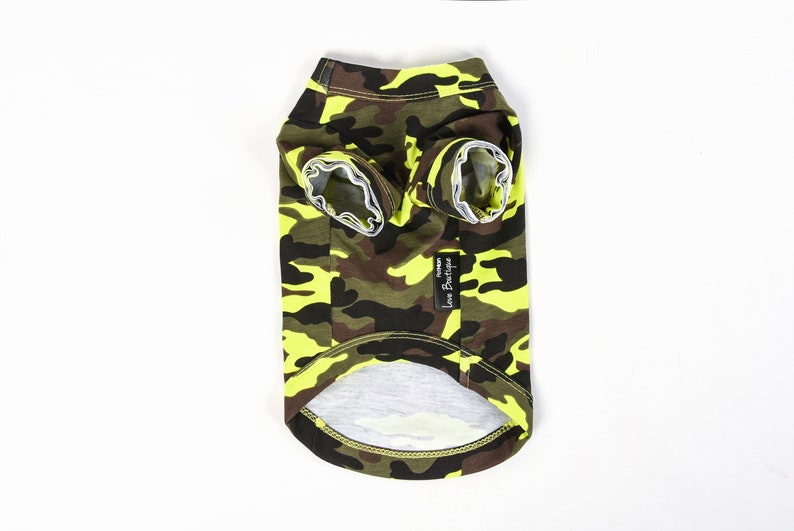 Dog Shirt PetMan Green and Yellow Camouflage Dog T-Shirt Dog Clothes Dog Tee