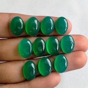 Loose Stone Beautiful Quality Green Onyx making For Jewelry Green Onyx 20 Piece Lot Cabochon Gemstone Size 10X14 MM Oval 125.00 Ctr