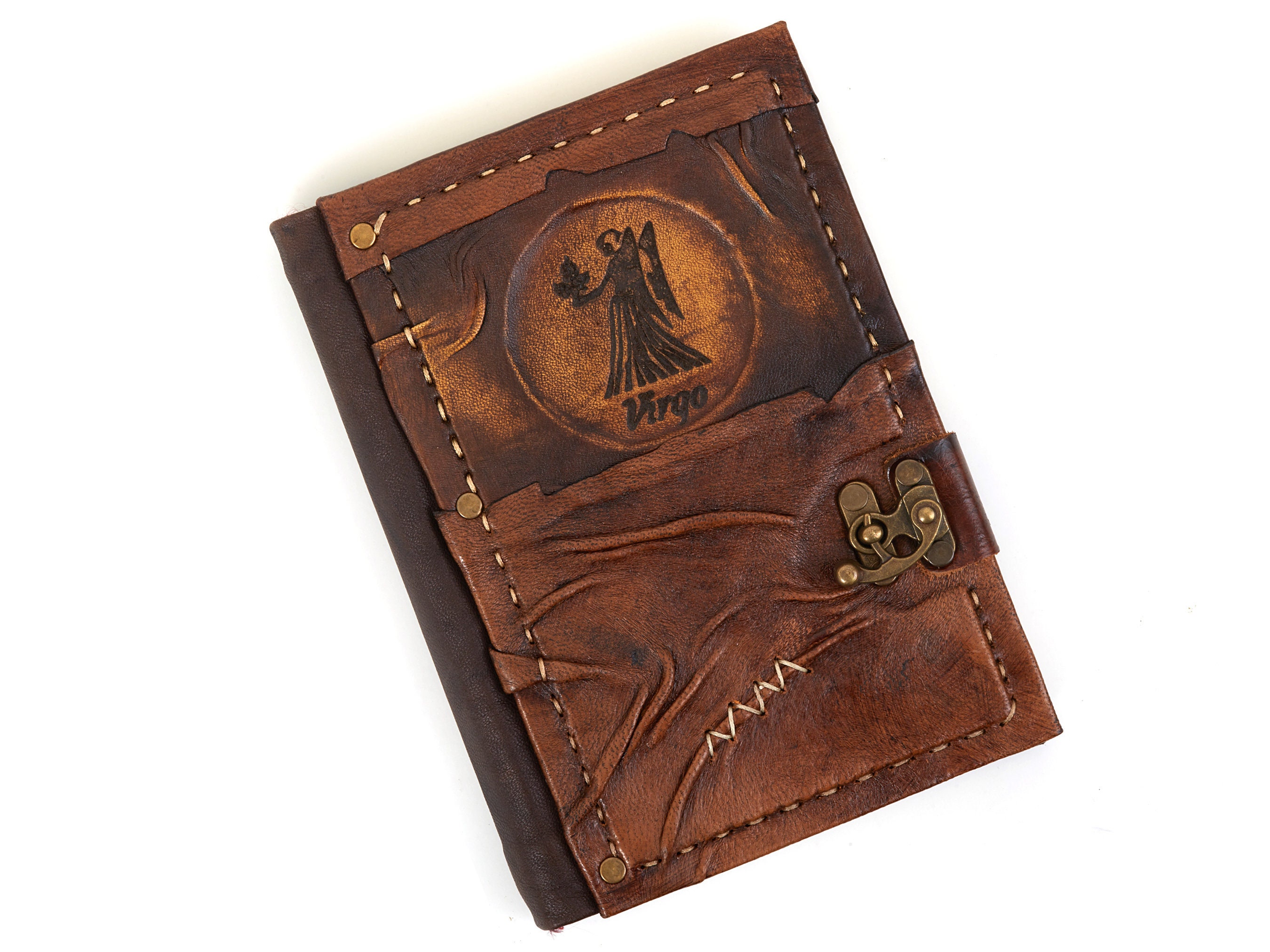 Leather Journal Writing Notebook - Antique Handmade Leather Bound Daily Notepad