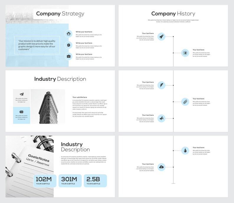 Light Blue Google Slide Presentation Template Etsy
