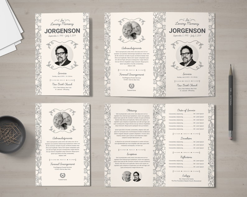 Printable Funeral Program Template Order of Service Memorial Program Template Editable Floral Funeral Program Template Obituary Program