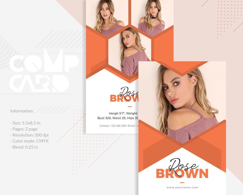 Free Model Comp Card Template Psd