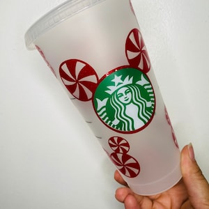 Disney inspired | Holiday | Christmas tumbler | cold cup | with straw | holiday gifts | reusable tumbler |  Starbucks cup